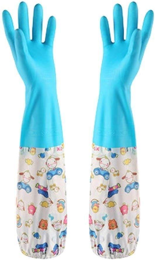 قفازات مطاطية من اللاتكس للتنظيف المنزلي، مجموعة أساور عريضة مبطنة شتوية قطيفة لغسل الأطباق طويلة ومقاومة للماء ومعزولة للمطبخ