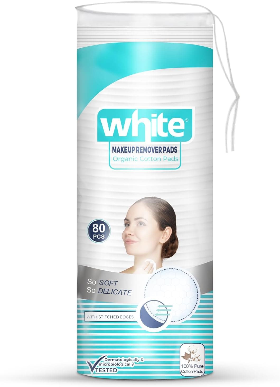 وسادات قطنية عضوية بيضاء (مزيل المكياج