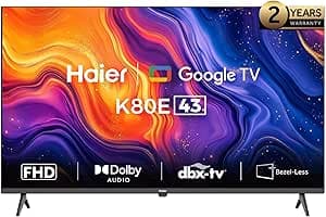 هاير 43 بوصة - نظام تشغيل جوجل تي في - صوت دولبي - تلفزيون دي بي اكس - بلوتوث 5.1 